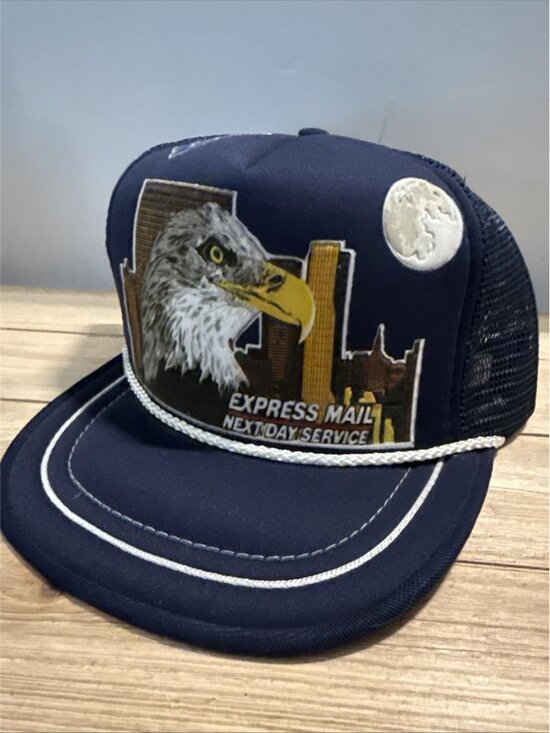 Rare Vintage Official USPS Express Mail Hat 3D Puffy Print Mesh Back NOS 80s main image 8